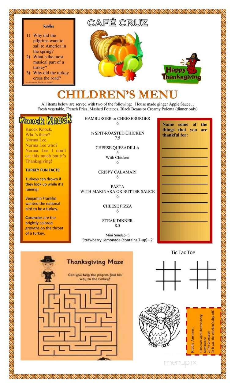 Cafe Cruz - Soquel, CA menu_pic