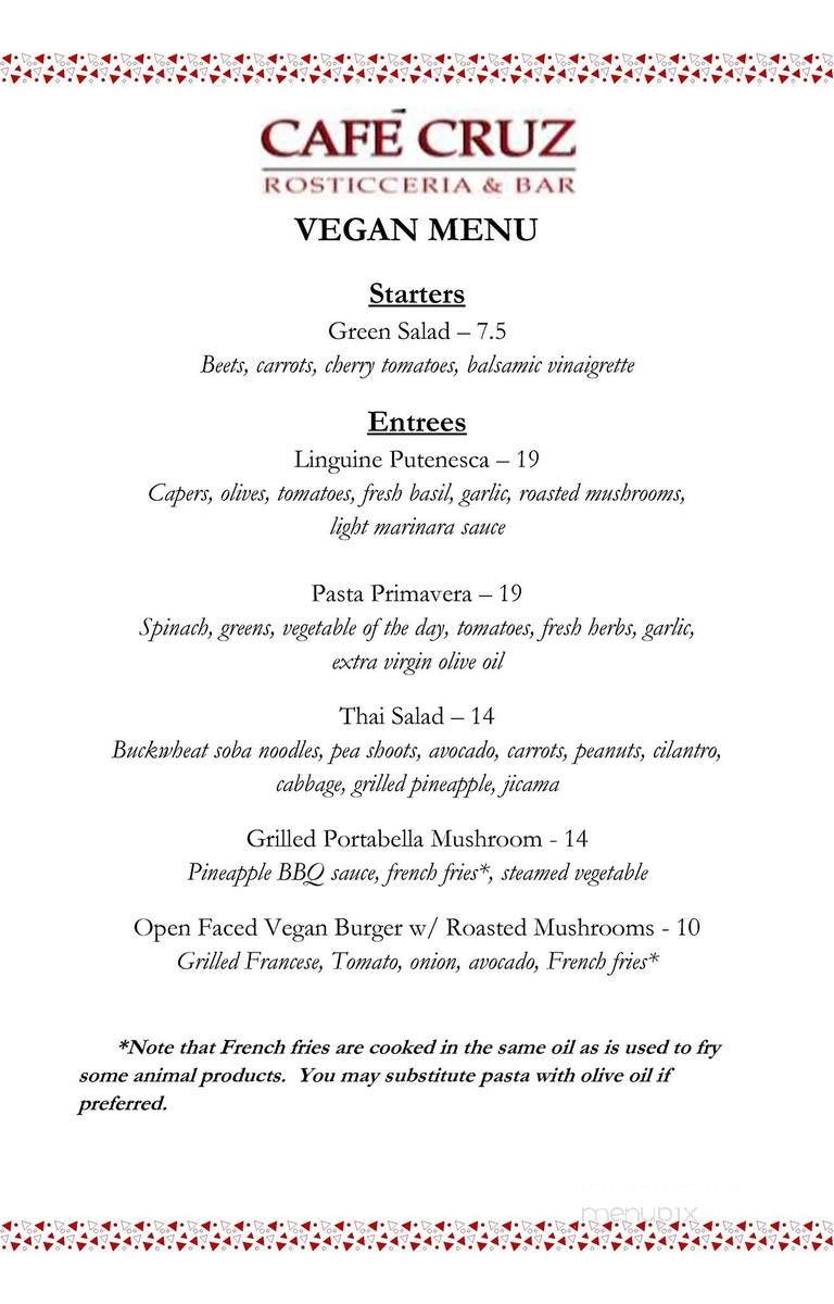 Cafe Cruz - Soquel, CA menu_pic