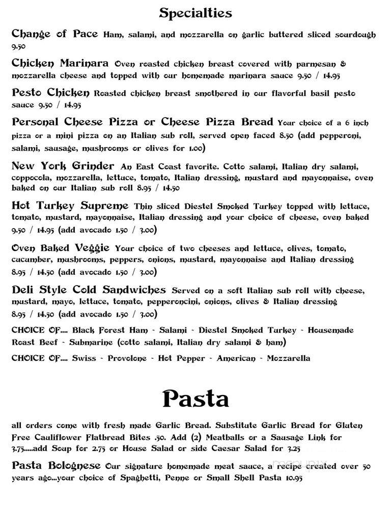 Pinocchio's Italian Cafe - Sonora, CA menu_pic