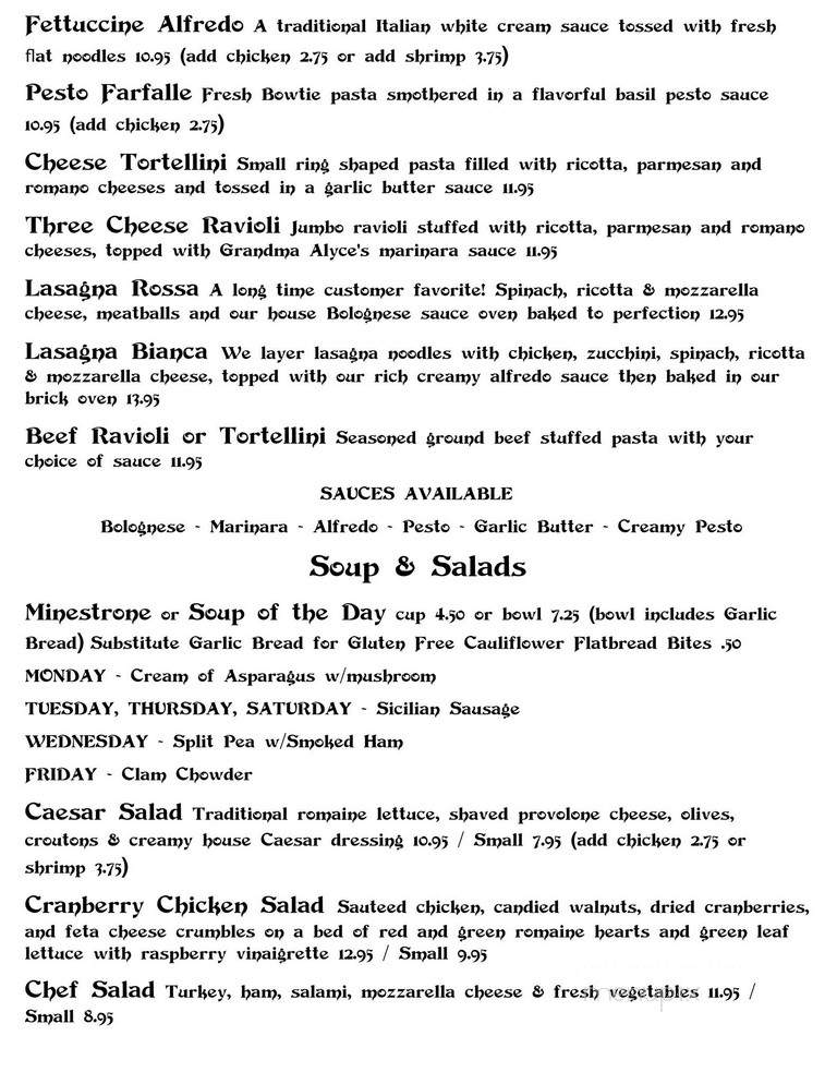Pinocchio's Italian Cafe - Sonora, CA menu_pic
