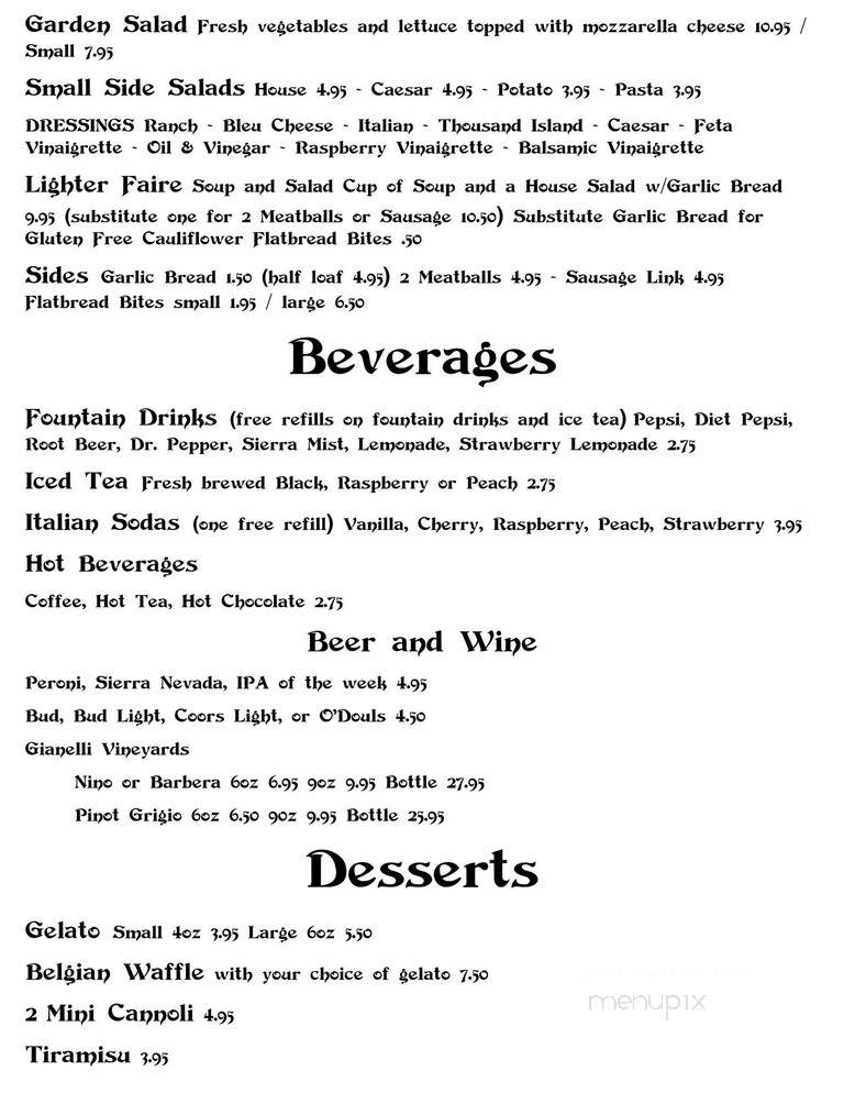 Pinocchio's Italian Cafe - Sonora, CA menu_pic