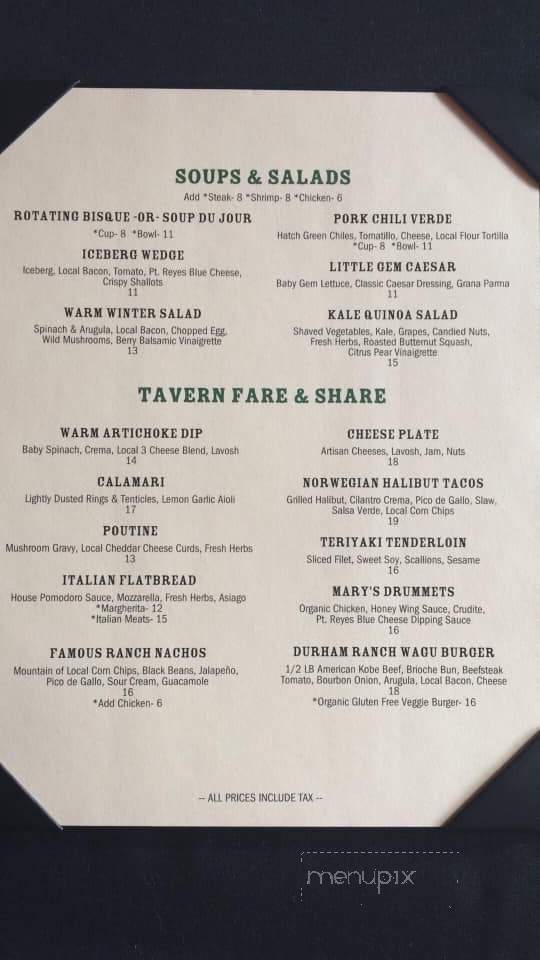 River Ranch Restaurant & Lodge - Alpine Meadows, CA menu_pic