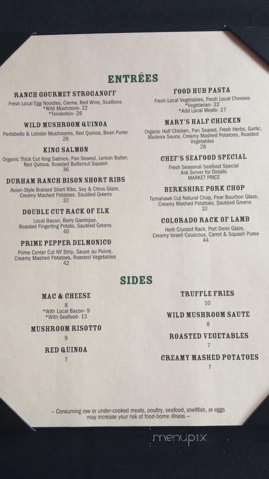 River Ranch Restaurant & Lodge - Alpine Meadows, CA menu_pic