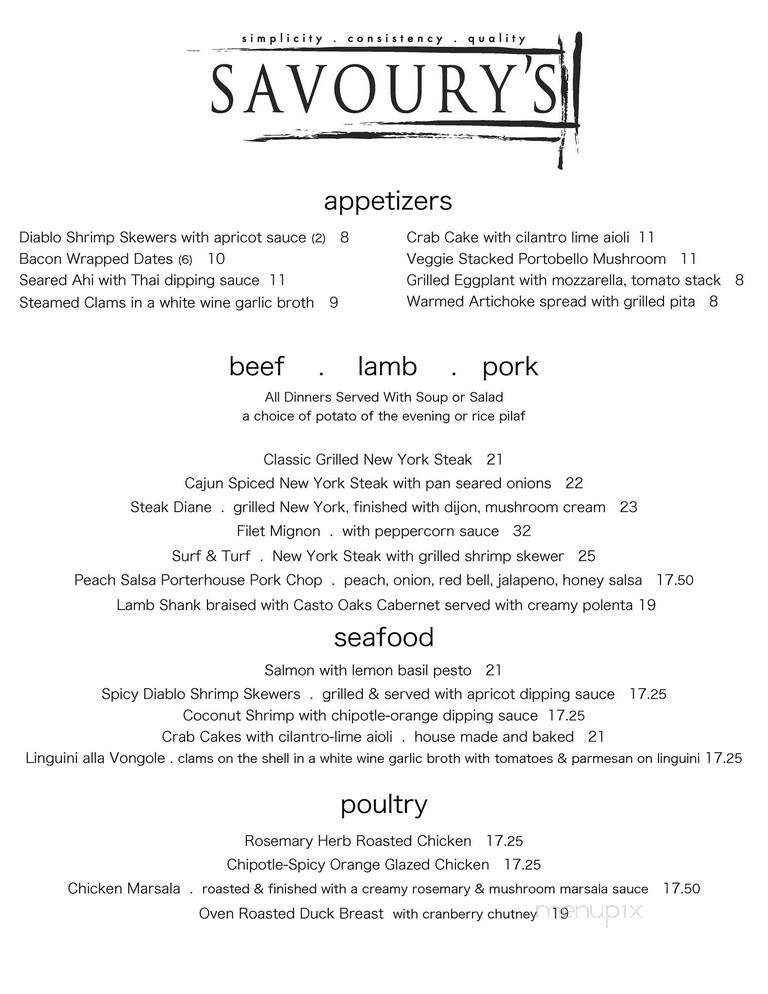 Savoury's Restaurant - Mariposa, CA menu_pic