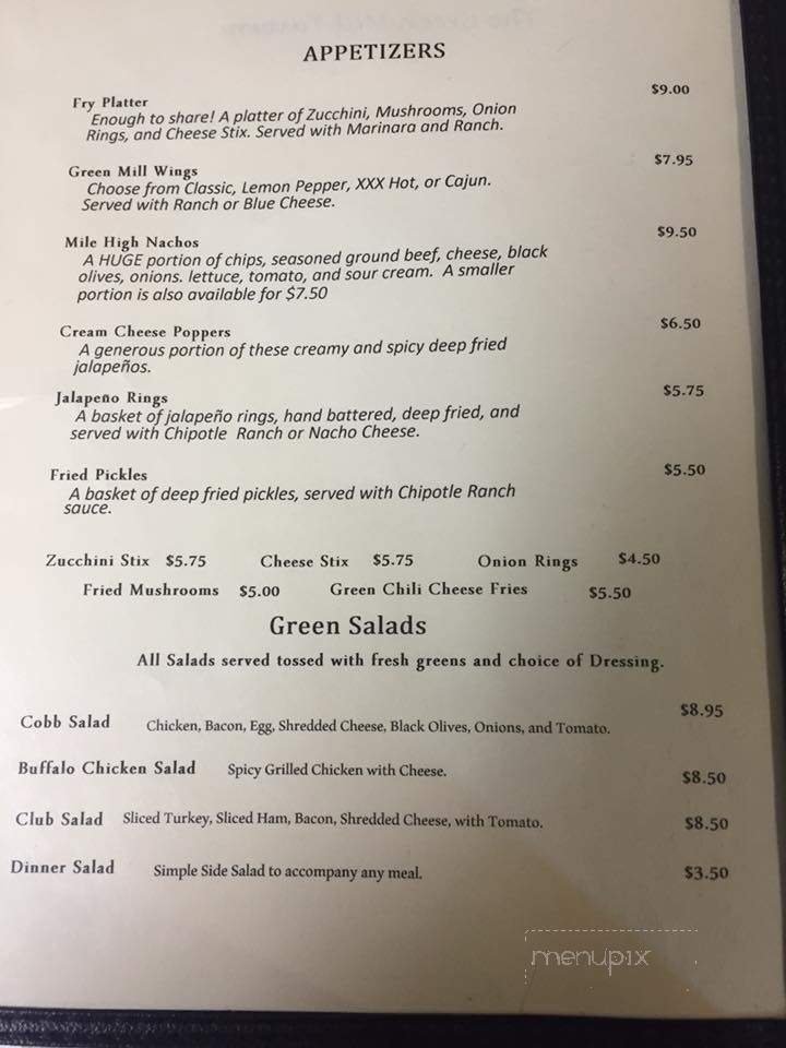 Green Mill Menu
