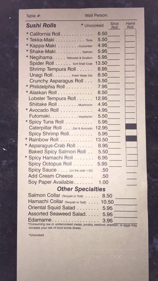 Namiko's Japanese Restaurant - Arvada, CO menu_pic