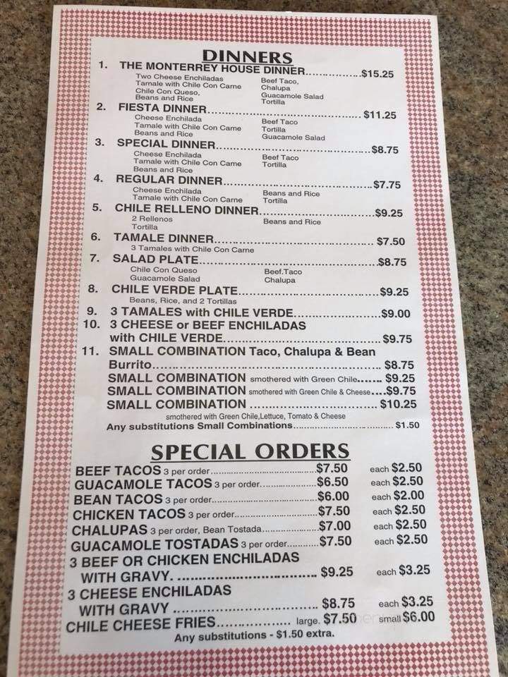 Monterrey House - Arvada, CO menu_pic