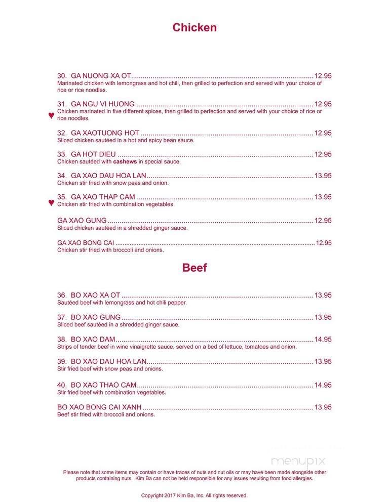 Kim Ba Restaurant - Aurora, CO menu_pic