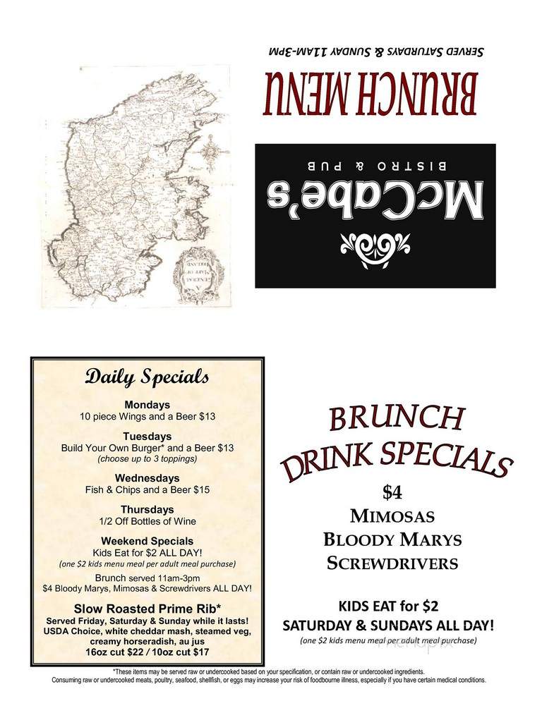 Mc Cabes Irish Bistro & Pub - Aurora, CO menu_pic
