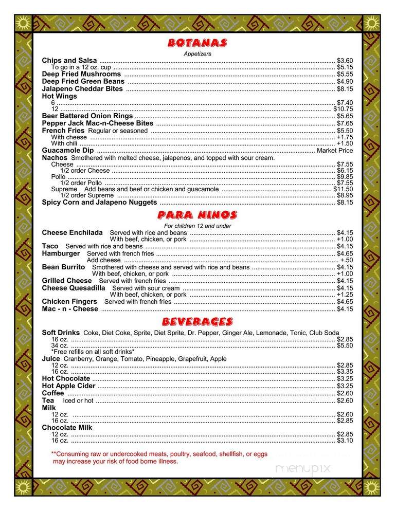 Buenos Tiempos - Broomfield, CO menu_pic