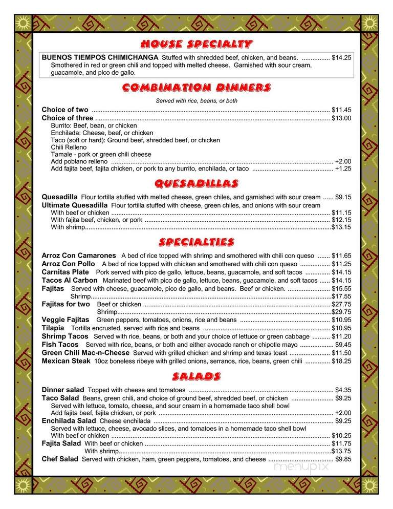 Buenos Tiempos - Broomfield, CO menu_pic
