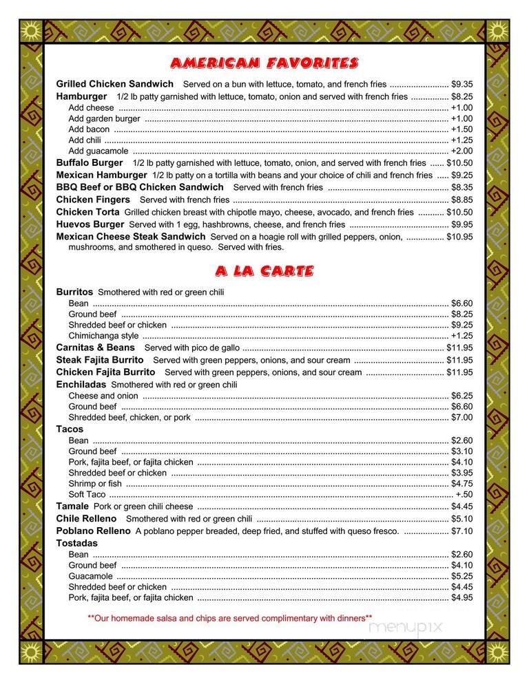 Buenos Tiempos - Broomfield, CO menu_pic