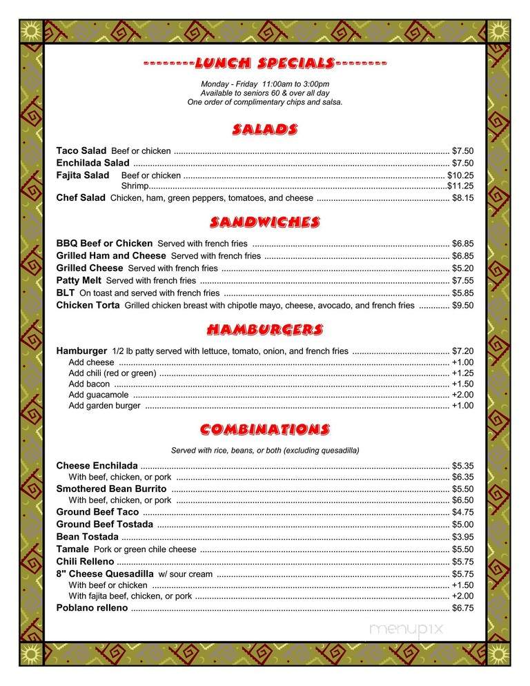 Buenos Tiempos - Broomfield, CO menu_pic