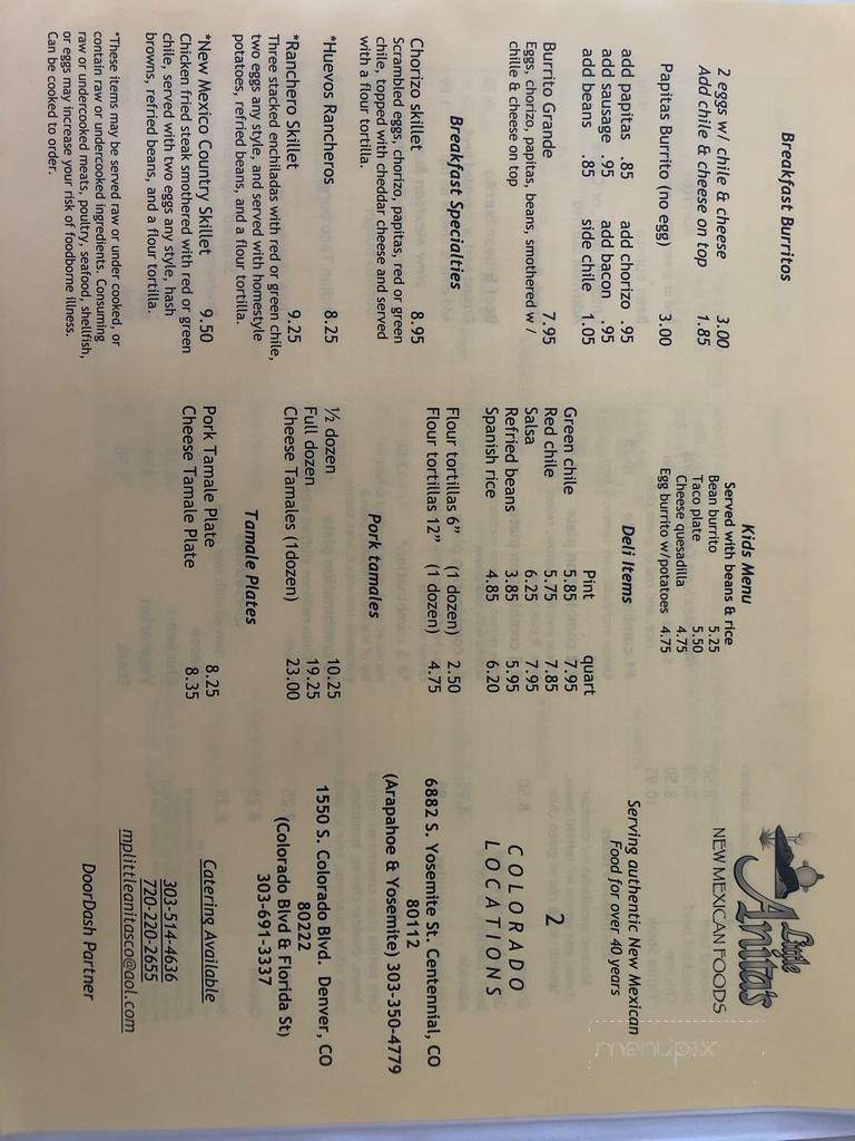 Little Anita's - Denver, CO menu_pic