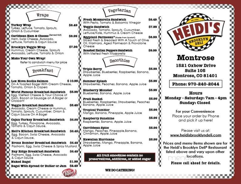 Heidi's Brooklyn Deli - Montrose, CO menu_pic