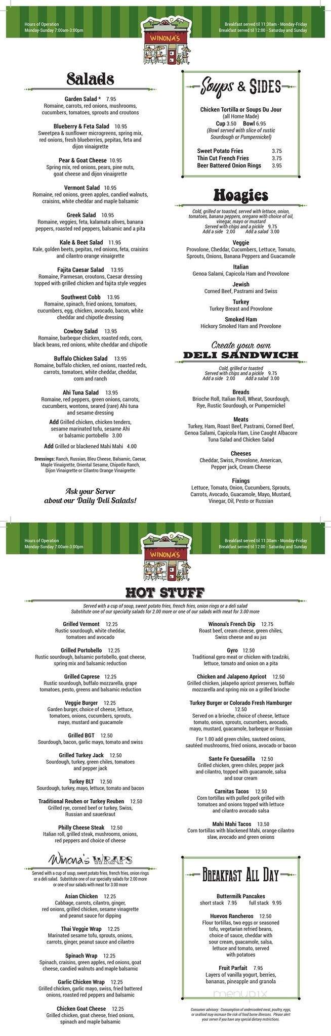 Winona's Restaurant - Steamboat Springs, CO menu_pic