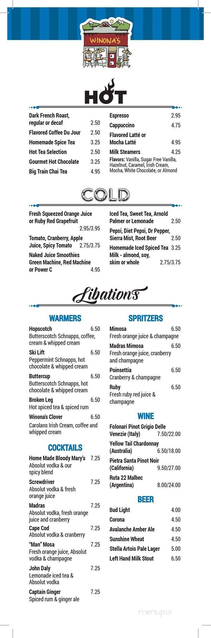 Winona's Restaurant - Steamboat Springs, CO menu_pic