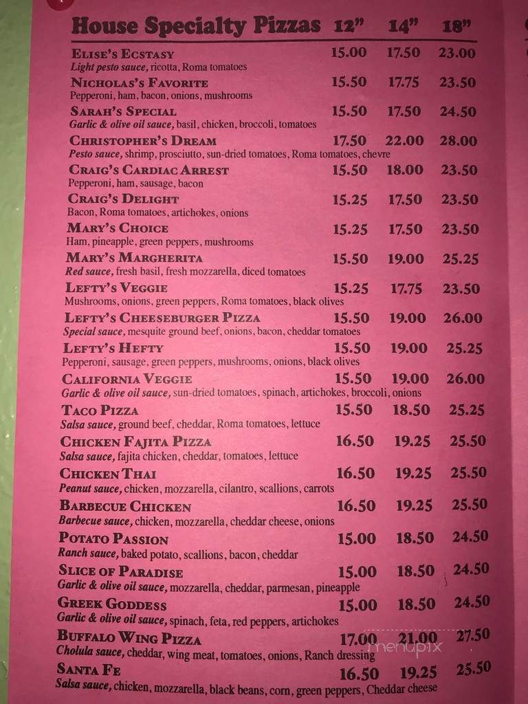 Lefty's Pizzeria Human Rsrcs - Niwot, CO menu_pic