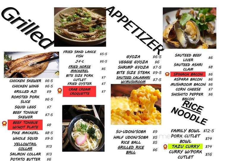 Sushi Tazu - Denver, CO menu_pic