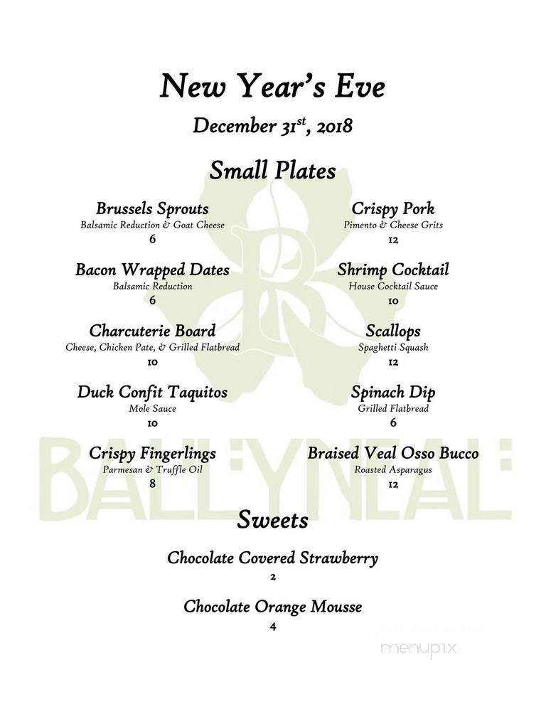 Ballyneal Restaurant - Holyoke, CO menu_pic