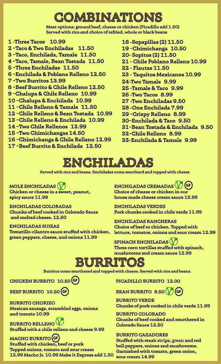 Cazadores - Greeley, CO menu_pic