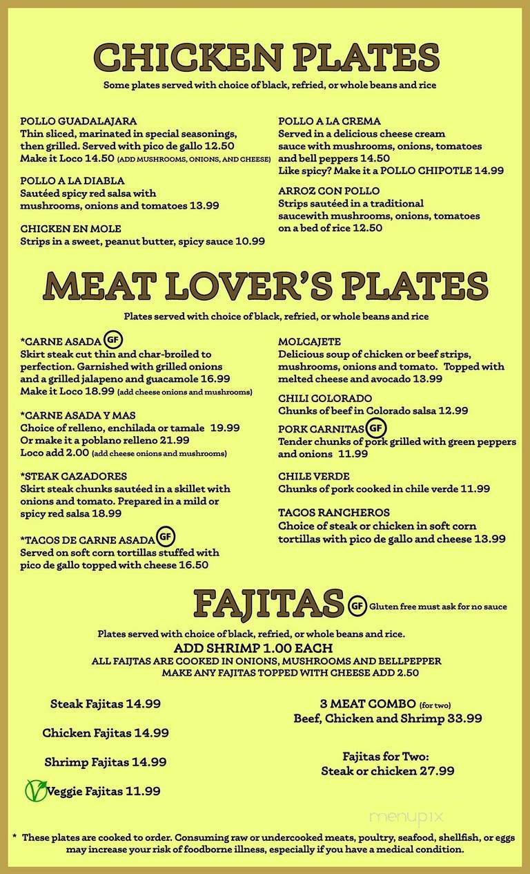 Cazadores - Greeley, CO menu_pic
