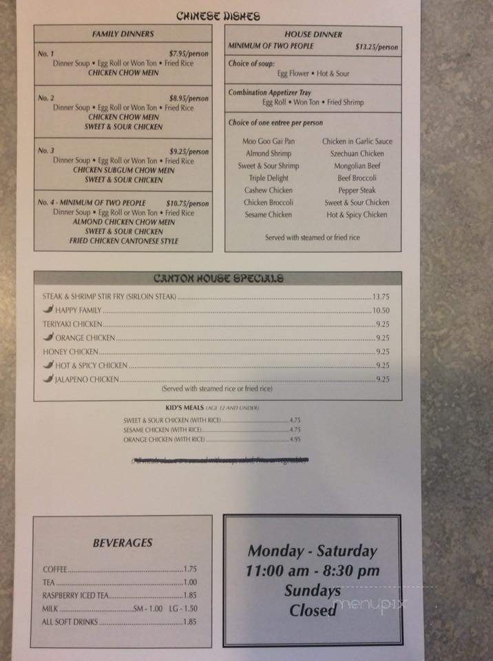 Canton House - Pueblo, CO menu_pic