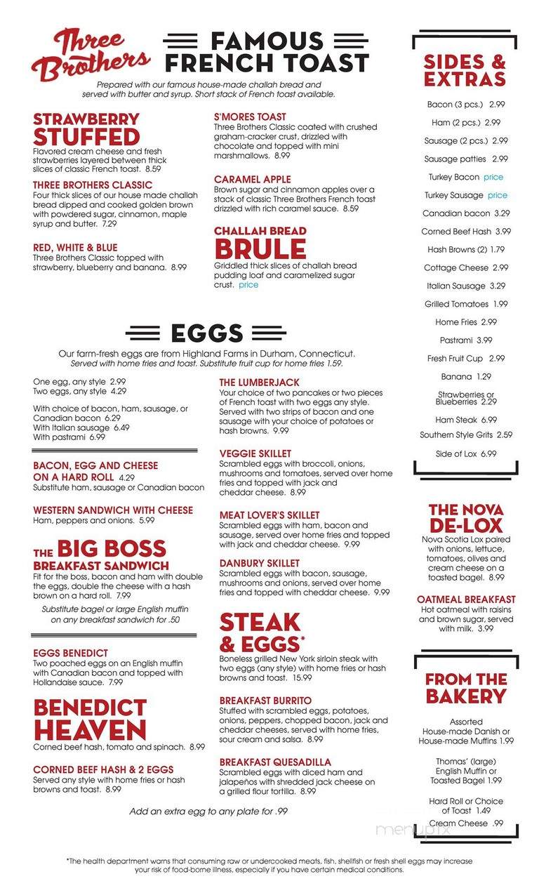 Three Brothers Diner - Danbury, CT menu_pic