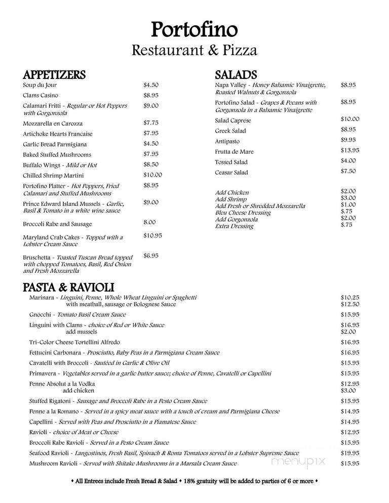 Portofino Restaurant & Pizza - New Fairfield, CT menu_pic