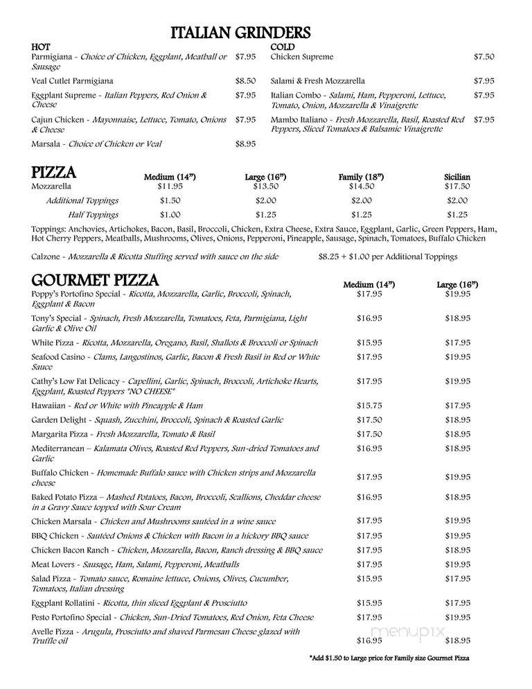Portofino Restaurant & Pizza - New Fairfield, CT menu_pic
