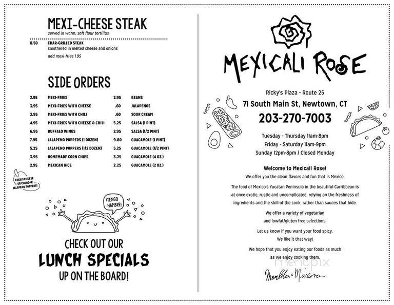 Mexicali Rose - Newtown, CT menu_pic