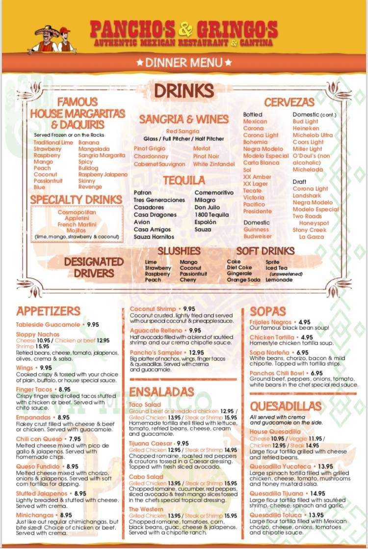Pancho's & Gringo's Mexican - Brookfield, CT menu_pic