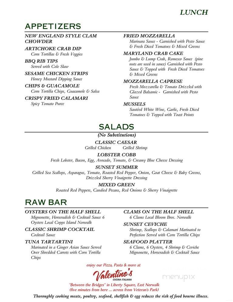 Sunset Grille - Norwalk, CT menu_pic