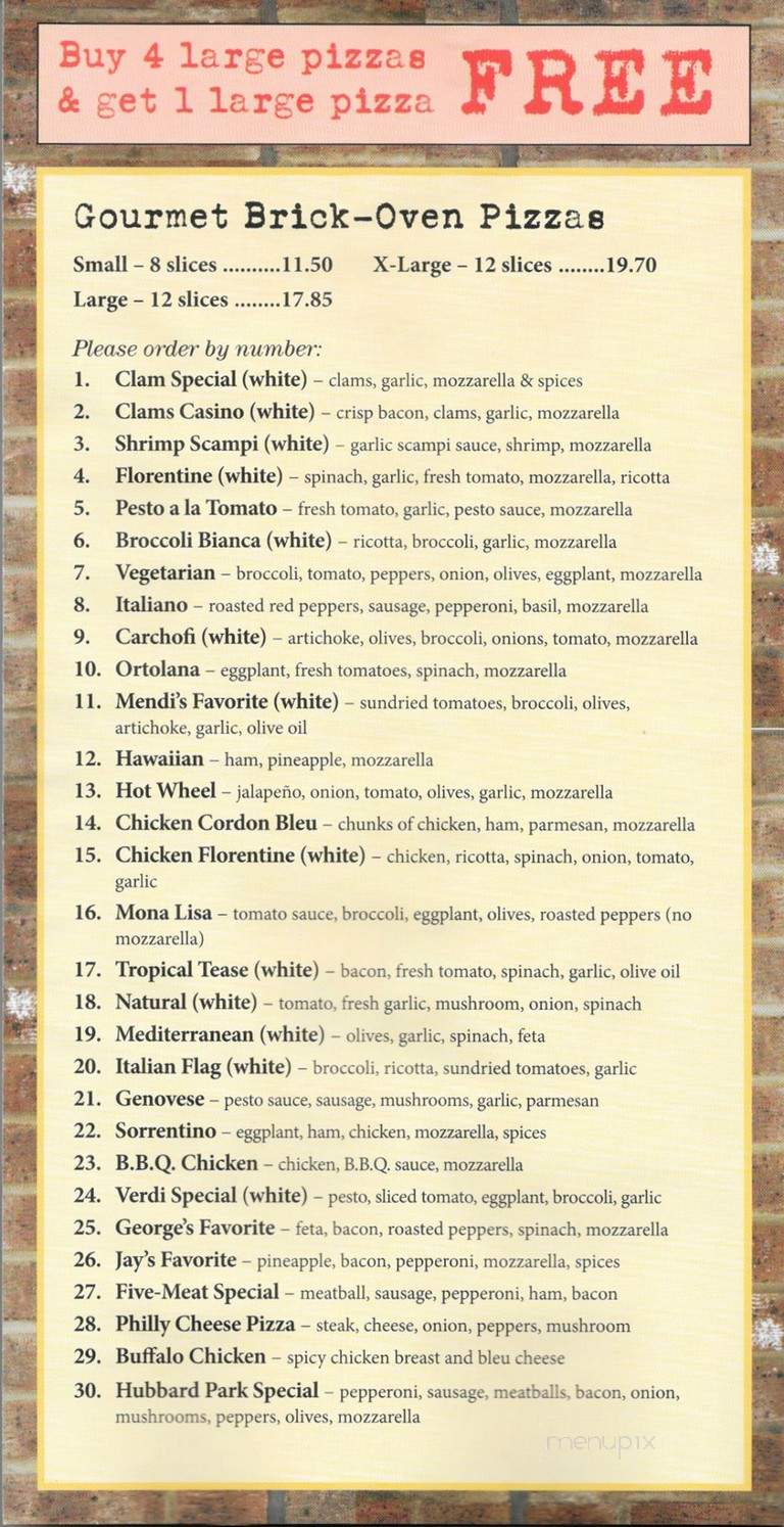 Hubbard Park Pizza - Southington, CT menu_pic