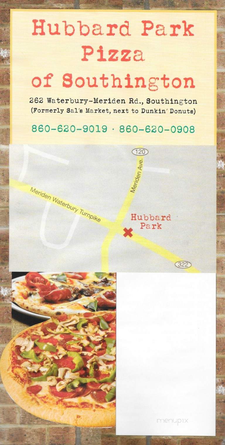 Hubbard Park Pizza - Southington, CT menu_pic