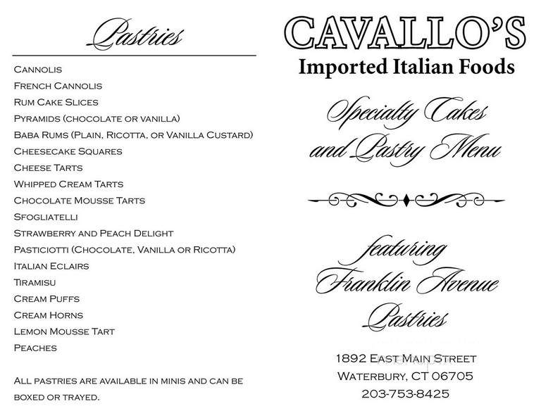 Cavallo's Imported Italian Fd - Waterbury, CT menu_pic