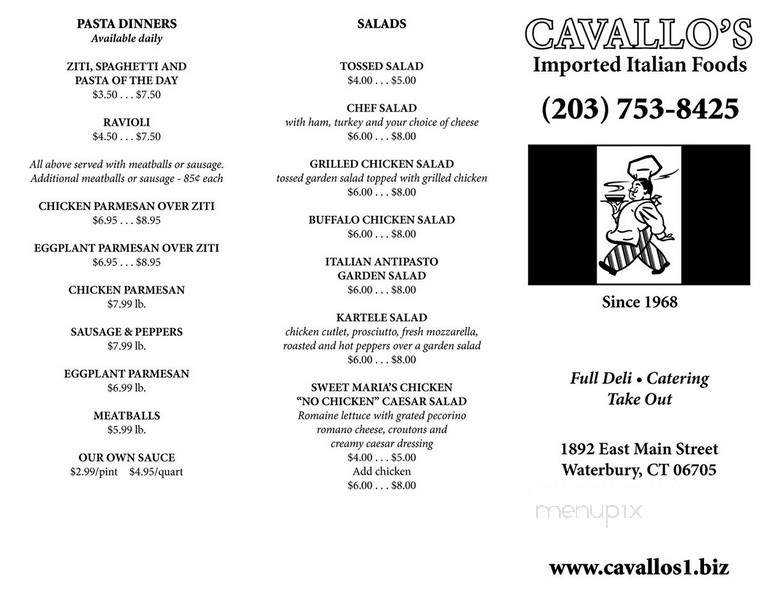 Cavallo's Imported Italian Fd - Waterbury, CT menu_pic