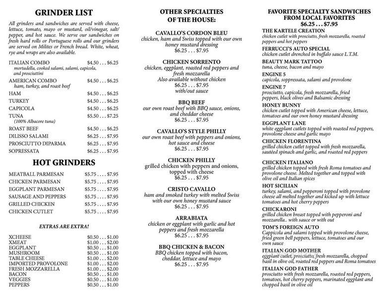 Cavallo's Imported Italian Fd - Waterbury, CT menu_pic