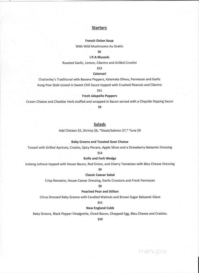 Chatterley's - New Hartford, CT menu_pic