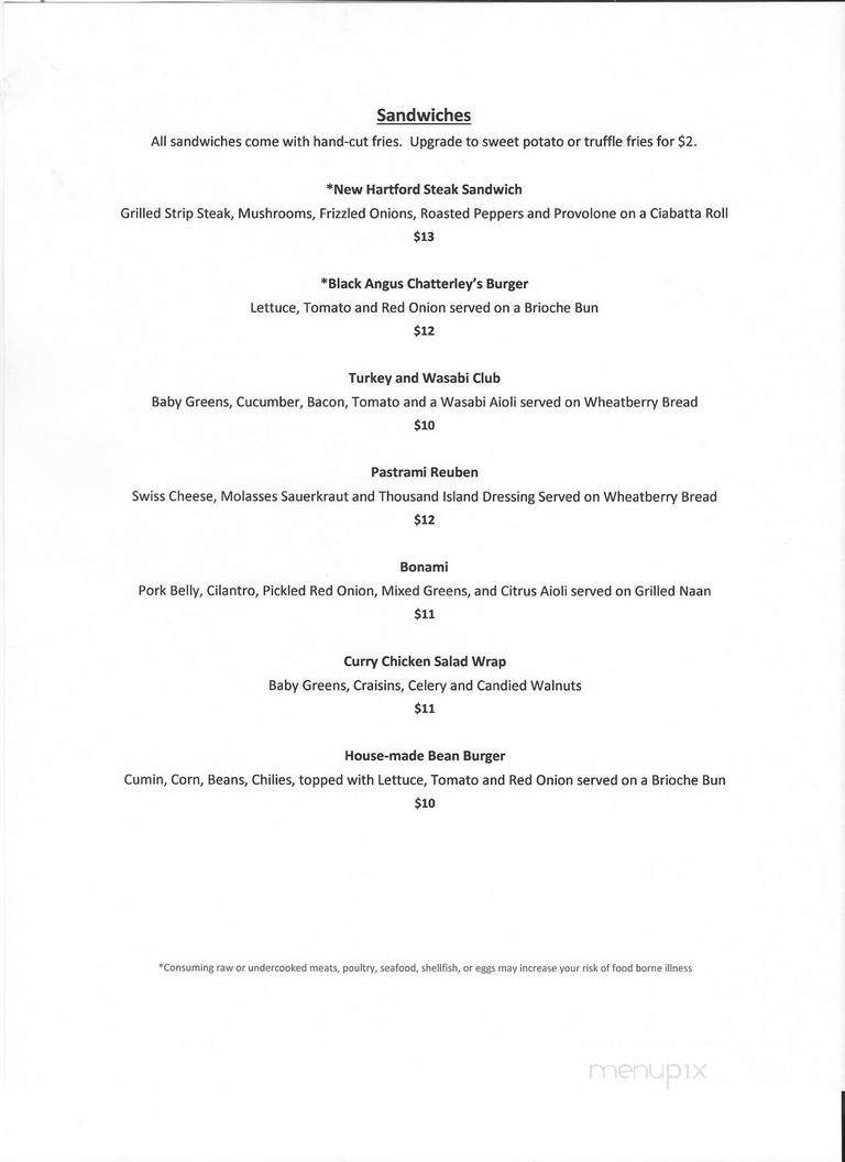 Chatterley's - New Hartford, CT menu_pic