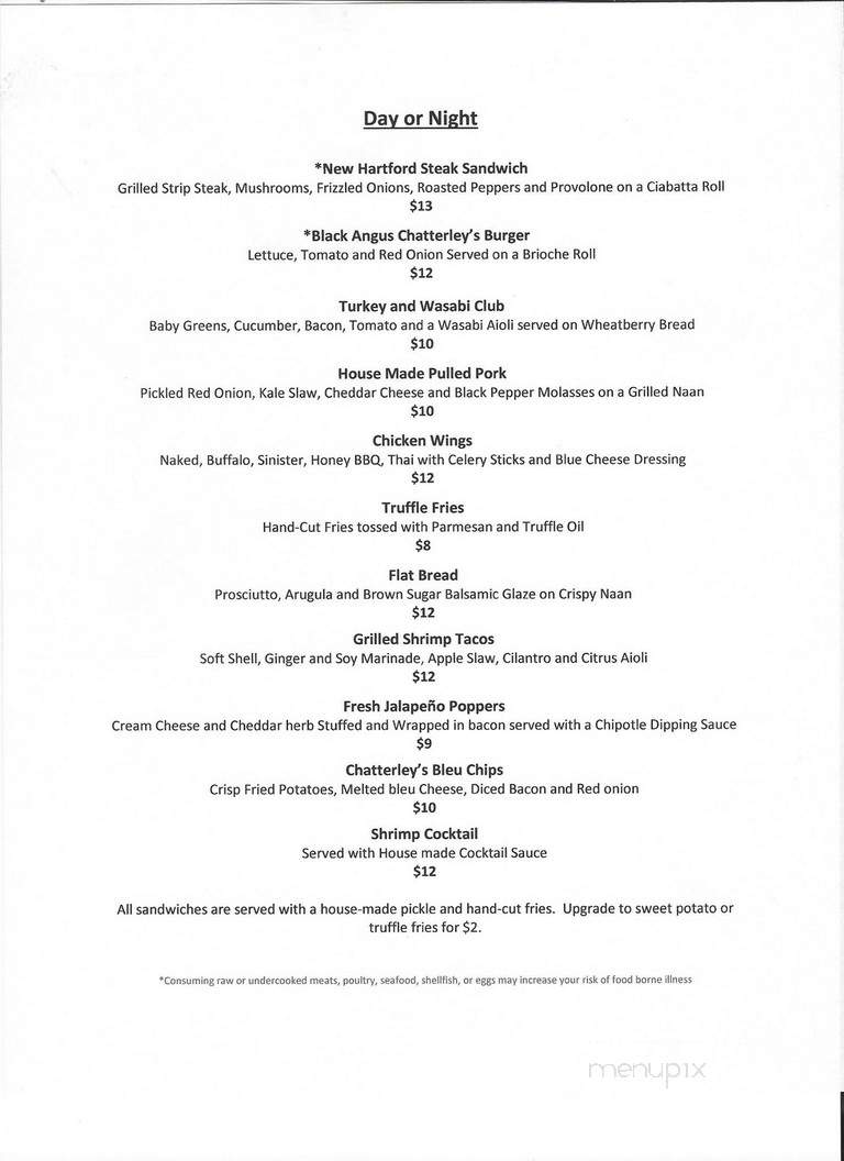 Chatterley's - New Hartford, CT menu_pic