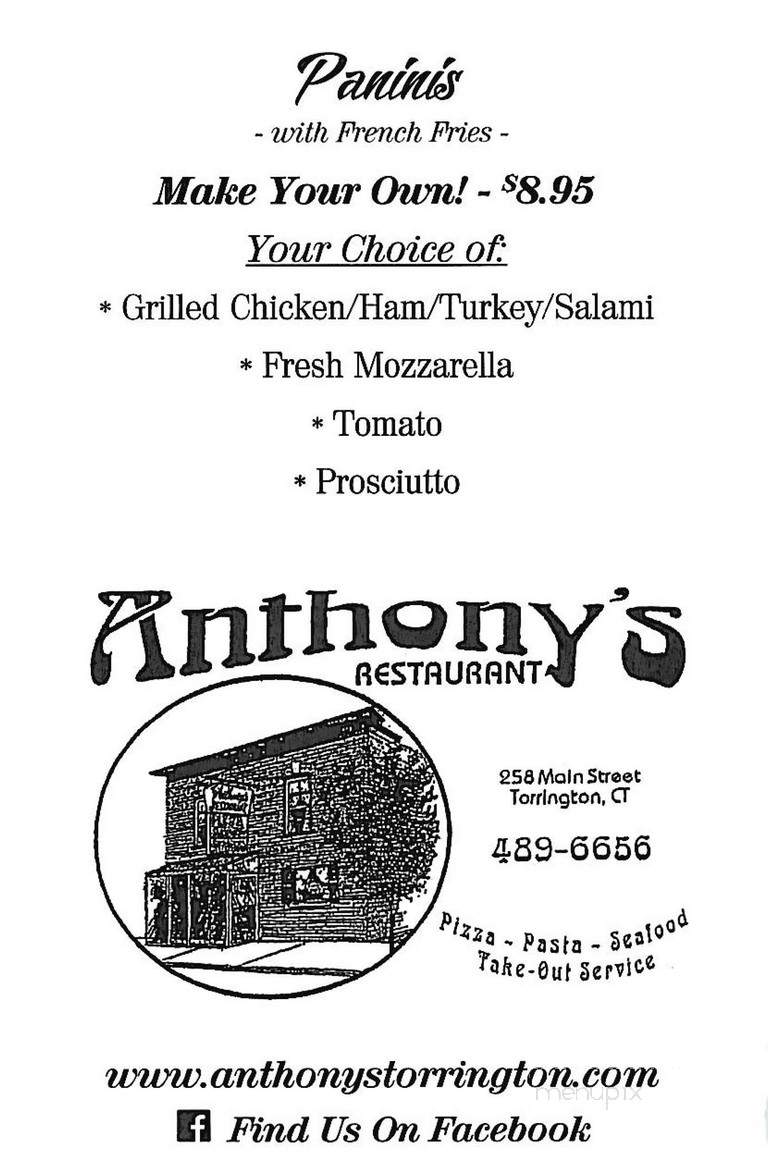 Anthony's Restaurant - Torrington, CT menu_pic