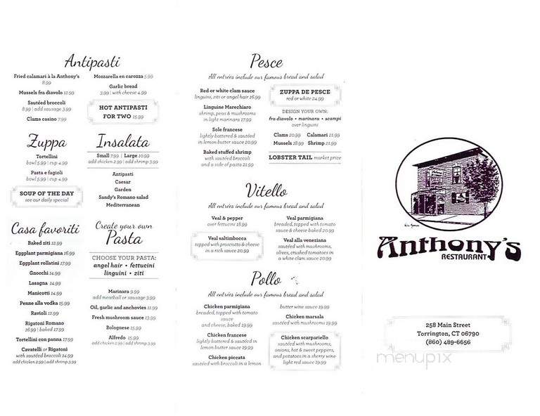 Anthony's Restaurant - Torrington, CT menu_pic