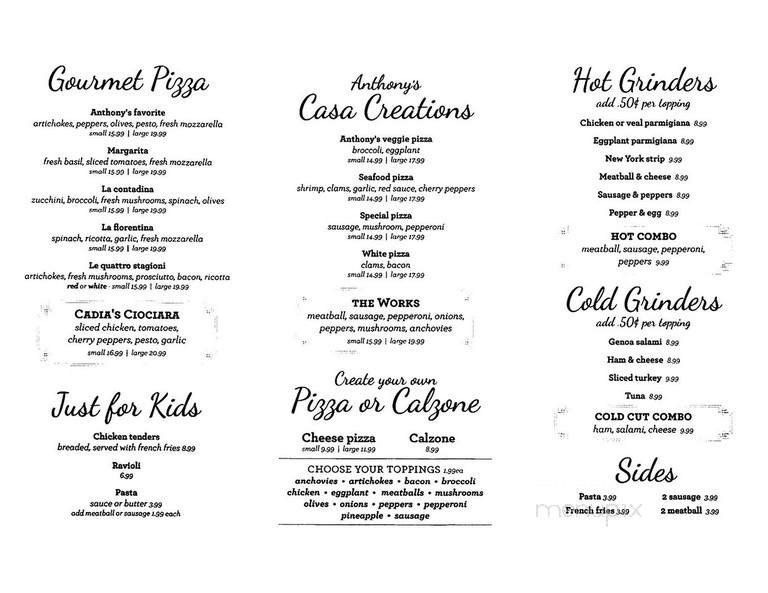 Anthony's Restaurant - Torrington, CT menu_pic