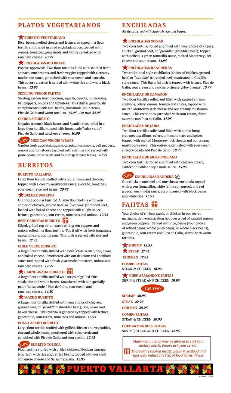 Puerto Vallarta Restaurant - Avon, CT menu_pic