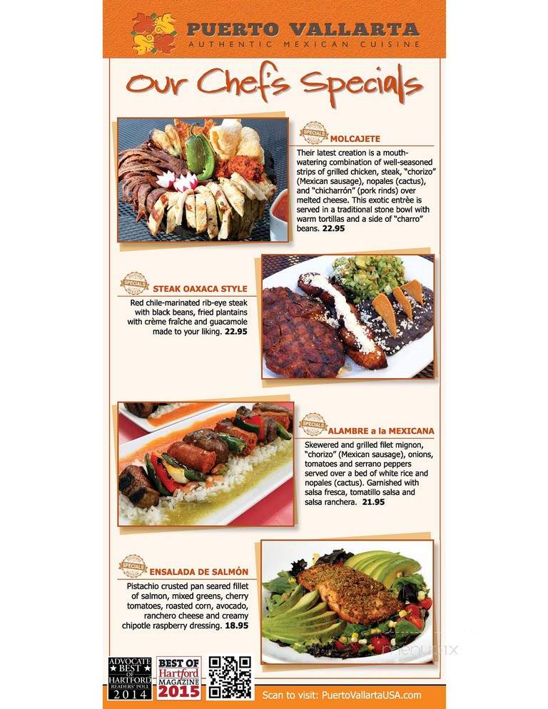 Puerto Vallarta Restaurant - Avon, CT menu_pic