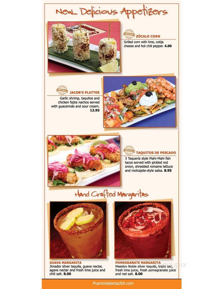 Puerto Vallarta Restaurant - Avon, CT menu_pic