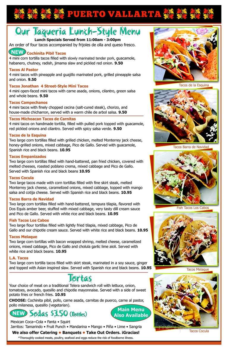 Puerto Vallarta Restaurant - Avon, CT menu_pic
