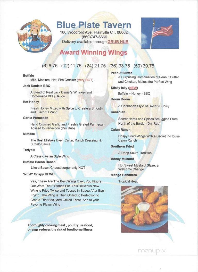 Blue Plate Restaurant - Plainville, CT menu_pic