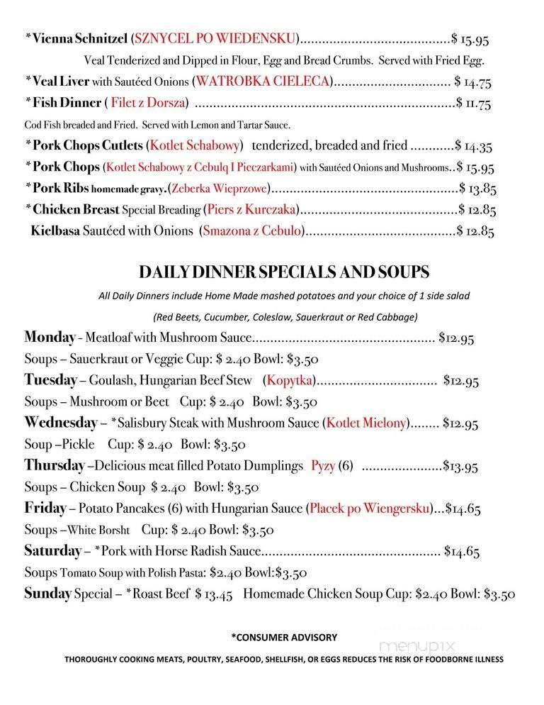 Cracovia - New Britain, CT menu_pic